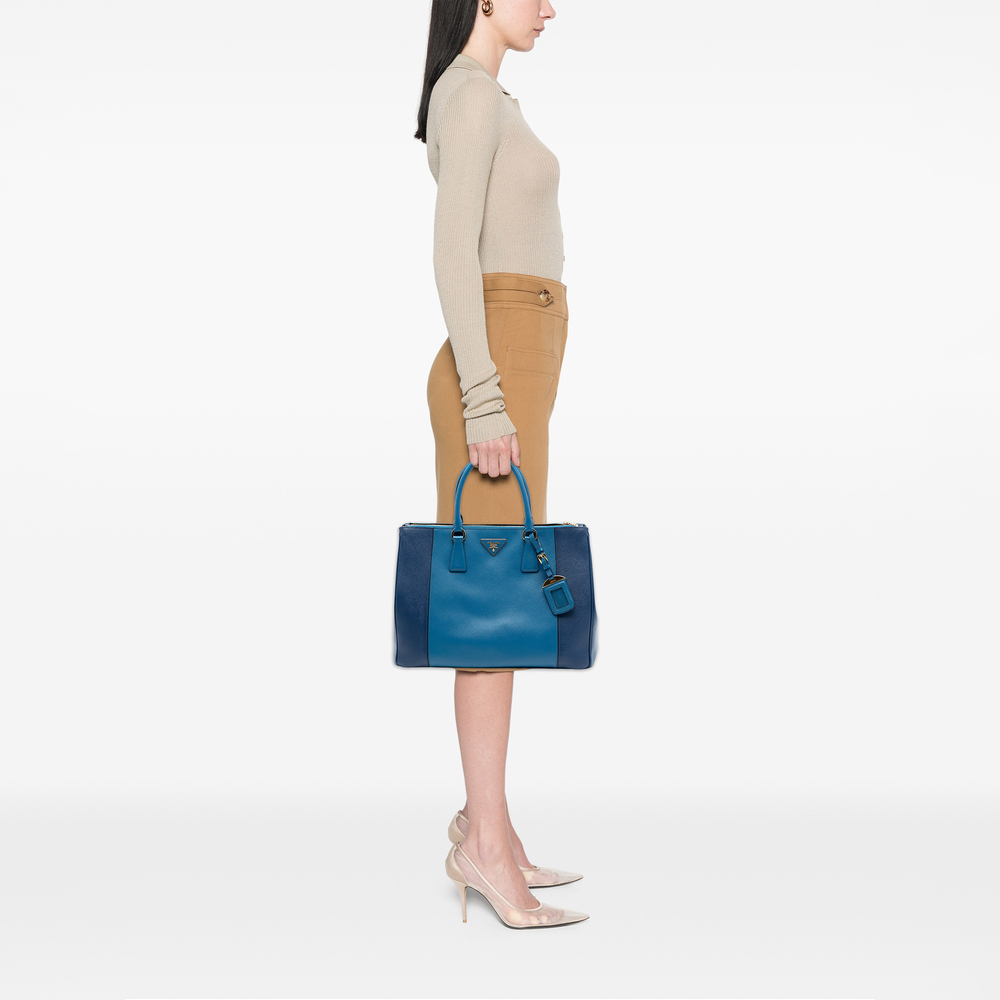 Pre-Loved Prada Large Bicolor Saffiano Lux Galleria Double Zip Satchel - Picture 6 of 6